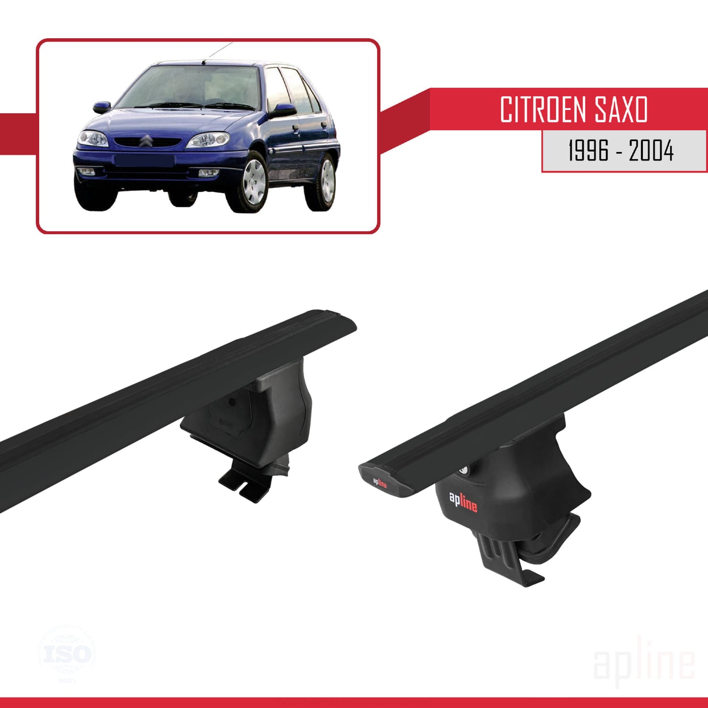 Compatible with Citroen Saxo 1996-2004 ACE-4 Car Roof Rack Cross Bar Black Aluminium 2 Bars