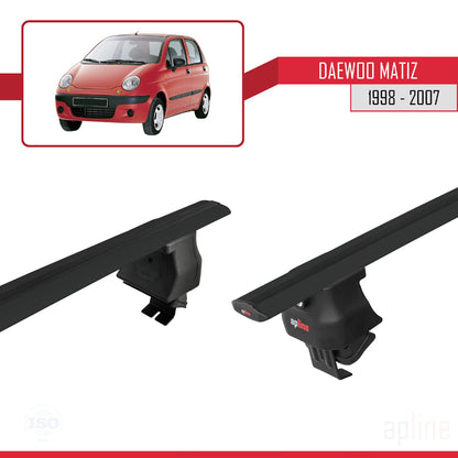 Compatible with Daewoo Matiz 1998-2007 ACE-4 Car Roof Rack Cross Bar Black Aluminium 2 Bars