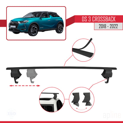 Compatible with DS 3 Crossback 2018-2022 ACE-4 Car Roof Rack Cross Bar Black Aluminium 2 Bars