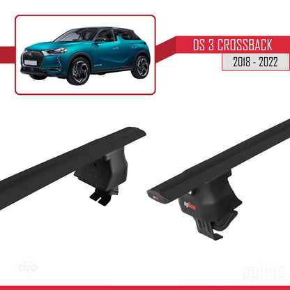 Compatible with DS 3 Crossback 2018-2022 ACE-4 Car Roof Rack Cross Bar Black Aluminium 2 Bars