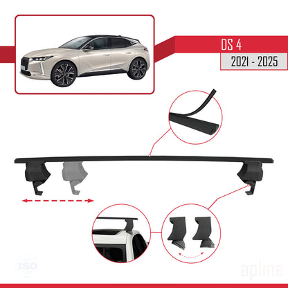 Compatible with DS 4 II 2021-2025 ACE-4 Car Roof Rack Cross Bar Black Aluminium 2 Bars
