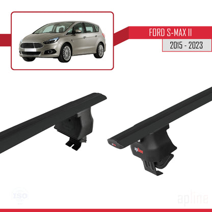Compatible with Ford S-Max 2 (CD539) 2015-2023 ACE-4 Car Roof Rack Cross Bar Black Aluminium 2 Bars