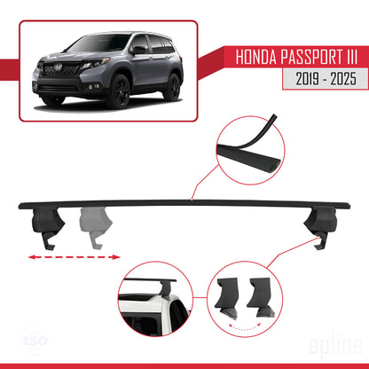 Compatible avec Honda Passport 3 (YF7/8) 2019-2025 ACE-4 Barres de Toit Railing Porte-Bagages de Voiture Noir Aluminium 2 Barres