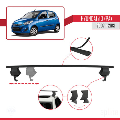 Compatible avec Hyundai i10 (PA) 2007-2013 ACE-4 Barres de Toit Railing Porte-Bagages de Voiture Noir Aluminium 2 Barres