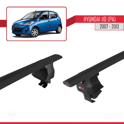 Compatible avec Hyundai i10 (PA) 2007-2013 ACE-4 Barres de Toit Railing Porte-Bagages de Voiture Noir Aluminium 2 Barres