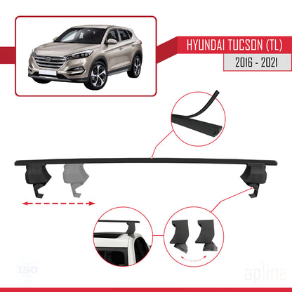 Compatible avec Hyundai Tucson 3 (TL) 2016-2021 ACE-4 Barres de Toit Railing Porte-Bagages de Voiture Noir Aluminium 2 Barres