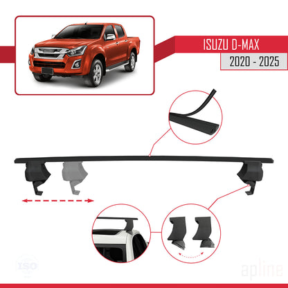 Compatible avec Isuzu D-Max 3 (RG01) 2020-2025 ACE-4 Barres de Toit Railing Porte-Bagages de Voiture Noir Aluminium 2 Barres