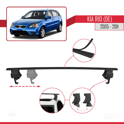 Compatible avec Kia Rio 2 (JB) HB 2005-2011 ACE-4 Barres de Toit Railing Porte-Bagages de Voiture Noir Aluminium 2 Barres