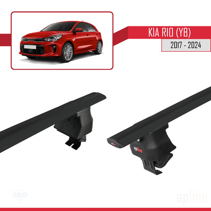 Compatible avec Kia Rio 4 (YB) HB 2017-2023 ACE-4 Barres de Toit Railing Porte-Bagages de Voiture Noir Aluminium 2 Barres