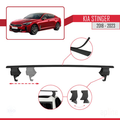 Compatible avec Kia Stinger 2018-2023 ACE-4 Barres de Toit Railing Porte-Bagages de Voiture Noir Aluminium 2 Barres