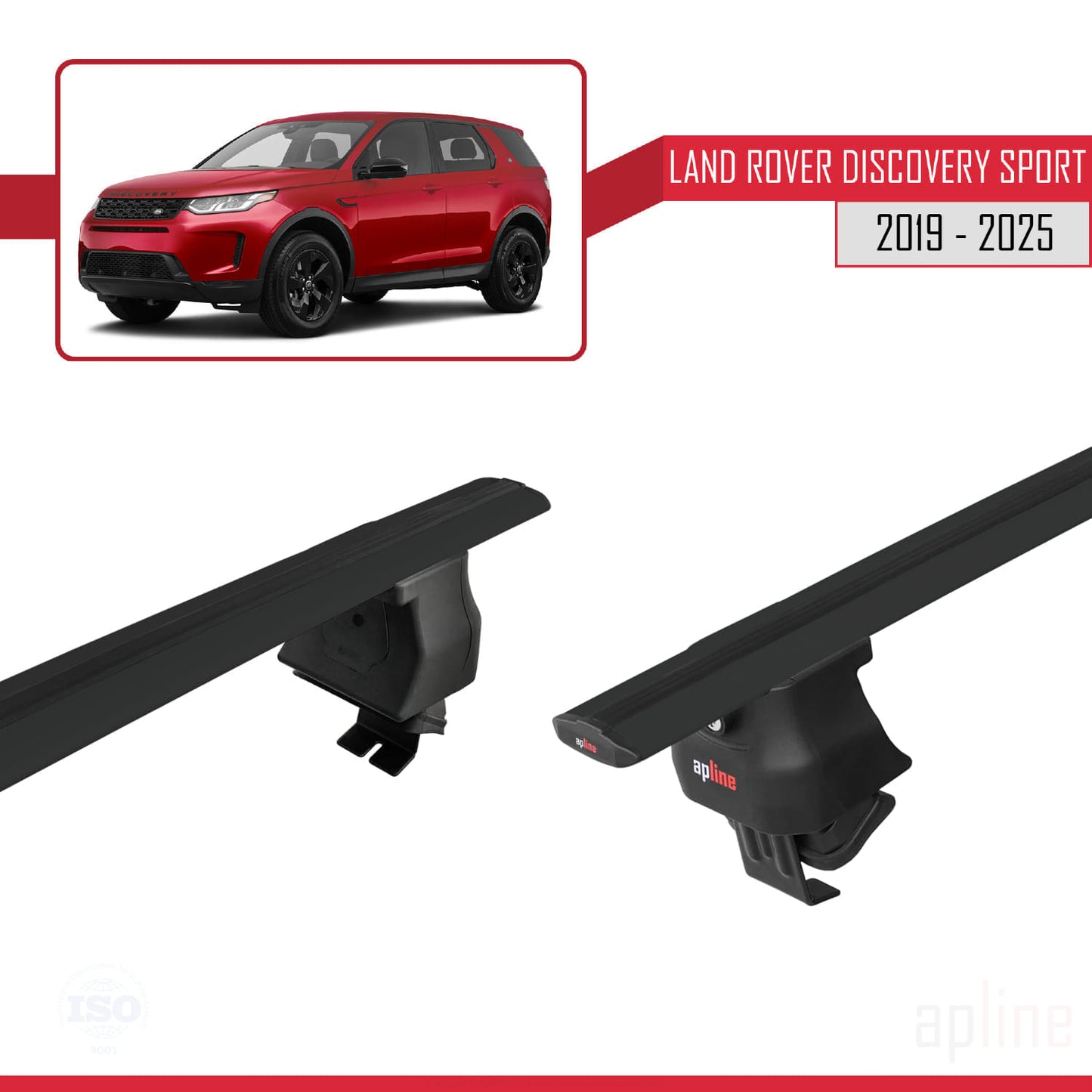 Compatible with Land Rover Discovery Sport (L550) Post-Facelift 2019-2025 ACE-4 Car Roof Rack Cross Bar Black Aluminium 2 Bars