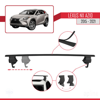 Compatible with Lexus NX (AZ10) 2015-2021 ACE-4 Car Roof Rack Cross Bar Black Aluminium 2 Bars