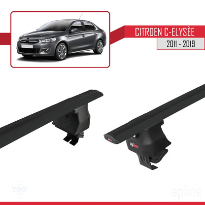 Compatible avec Citroen C-Elysee 2011-2019 ACE-4 Barres de Toit Railing Porte-Bagages de Voiture Noir Aluminium 2 Barres