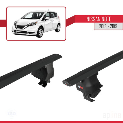 Compatible avec Nissan Note 2 (E12) 2013-2019 ACE-4 Barres de Toit Railing Porte-Bagages de Voiture Noir Aluminium 2 Barres