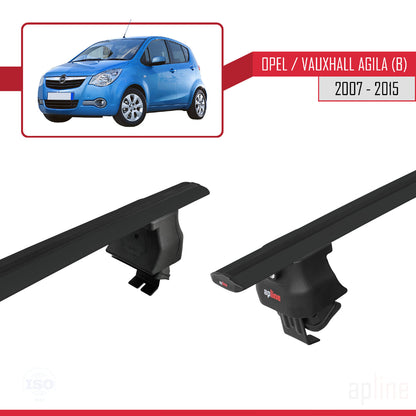 Compatible with Opel/Vauxhall Agila (B) 2007-2015 ACE-4 Car Roof Rack Cross Bar Black Aluminium 2 Bars