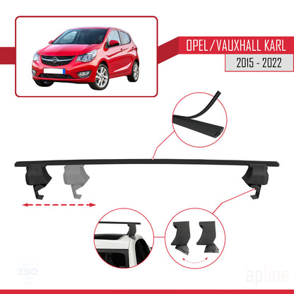 Compatible with Opel/Vauxhall Karl 2015-2022 ACE-4 Car Roof Rack Cross Bar Black Aluminium 2 Bars