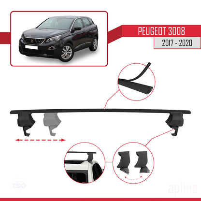 Compatible with Peugeot 3008 II (P84) Pre-Facelift 2017-2020 ACE-4 Car Roof Rack Cross Bar Black Aluminium 2 Bars