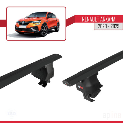 Compatible avec Renault Arkana 2020-2025 ACE-4 Barres de Toit Railing Porte-Bagages de Voiture Noir Aluminium 2 Barres