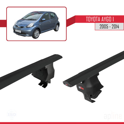 Compatible avec Toyota Aygo 2005-2014 ACE-4 Barres de Toit Railing Porte-Bagages de Voiture Noir Aluminium 2 Barres