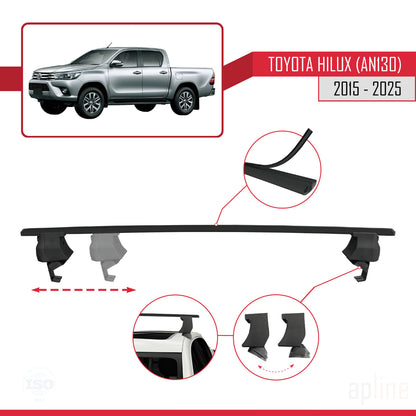 Compatible with Toyota Hilux 8 (AN130) 2015-2025 ACE-4 Car Roof Rack Cross Bar Black Aluminium 2 Bars