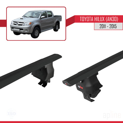 Compatible with Toyota Hilux 7 (AN30) Post-Facelift 2011-2015 ACE-4 Car Roof Rack Cross Bar Black Aluminium 2 Bars