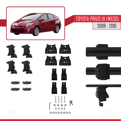 Compatible with Toyota Prius 3 (XW30) 2009-2016 ACE-4 Car Roof Rack Cross Bar Black Aluminium 2 Bars