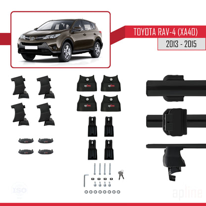 Compatible avec Toyota RAV4 IV (XA40) Pre-Facelift 2013-2015 ACE-4 Barres de Toit Railing Porte-Bagages de Voiture Noir Aluminium 2 Barres