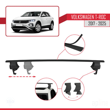 Compatible avec Volkswagen T-Roc 2017-2025 ACE-4 Barres de Toit Railing Porte-Bagages de Voiture Noir Aluminium 2 Barres