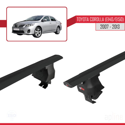 Compatible with Toyota Corolla 10 (E150) 2007-2013 ACE-4 Car Roof Rack Cross Bar Black Aluminium 2 Bars
