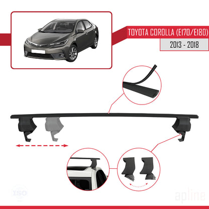 Compatible with Toyota Corolla 11 (E180) 2013-2018 ACE-4 Car Roof Rack Cross Bar Black Aluminium 2 Bars