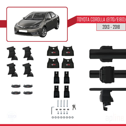 Compatible with Toyota Corolla 11 (E180) 2013-2018 ACE-4 Car Roof Rack Cross Bar Black Aluminium 2 Bars