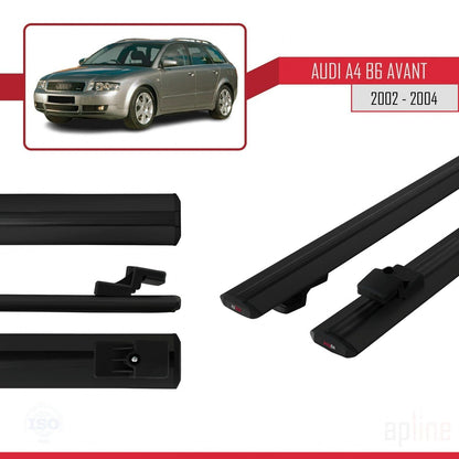 Compatible avec A4 (B6) Avant 2002-2004 BASIC Model Barres de Toit Railing Porte-Bagages de Voiture Noir Aluminium 2 Barres