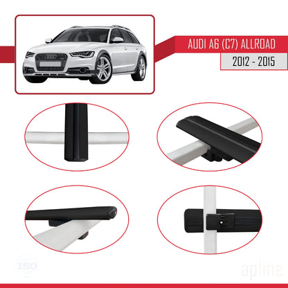 Compatible avec A6 (C7) Allroad 2012-2015 BASIC Model Barres de Toit Railing Porte-Bagages de Voiture Noir Aluminium 3 Barres