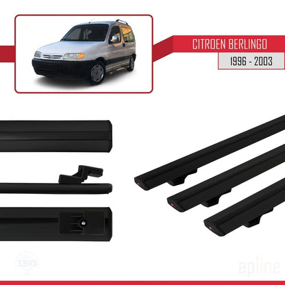 Compatible with Citroen Berlingo (M49) 1996-2003 BASIC Model Car Roof Rack Cross Bar Black Aluminium 3 Bars
