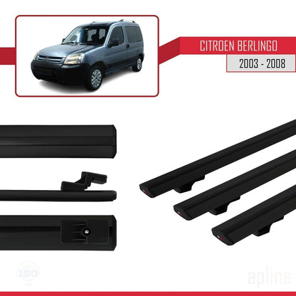 Compatible with Citroen Berlingo (M59) 2003-2008 BASIC Model Car Roof Rack Cross Bar Black Aluminium 3 Bars
