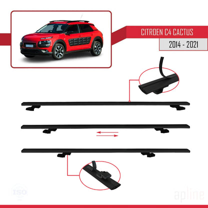 Compatible avec Citroen C4 Cactus 2014-2021 BASIC Model Barres de Toit Railing Porte-Bagages de Voiture Noir Aluminium 2 Barres