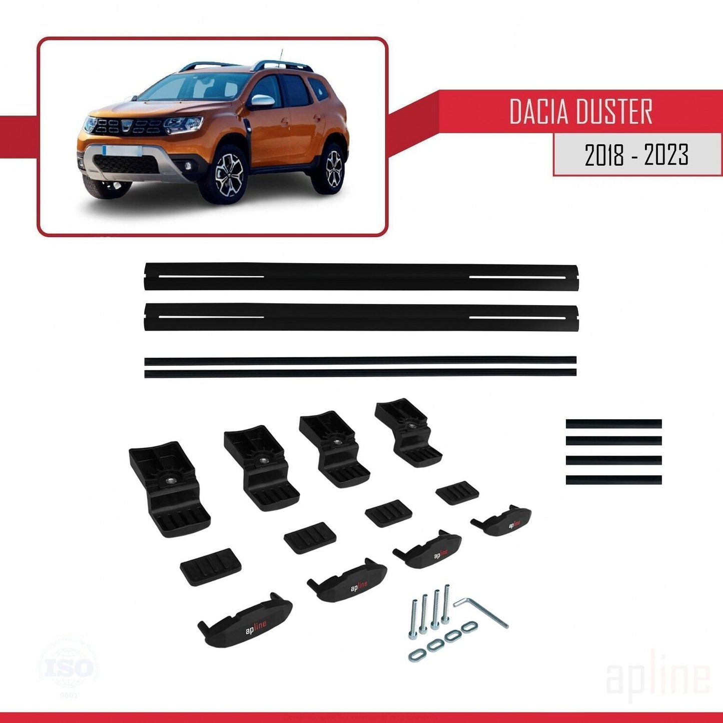 Compatible avec Dacia Duster 2 (HM) 2018-2024 BASIC Model Barres de Toit Railing Porte-Bagages de Voiture Noir Aluminium 2 Barres