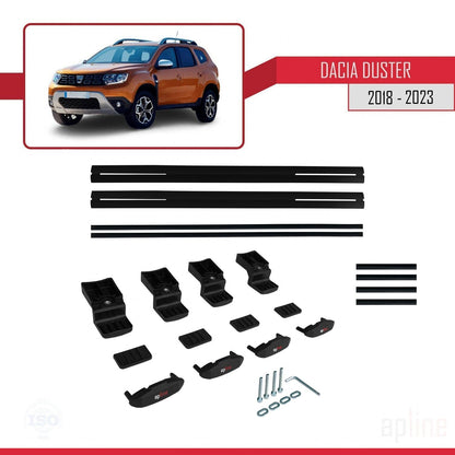 Compatible avec Dacia Duster 2 (HM) 2018-2024 BASIC Model Barres de Toit Railing Porte-Bagages de Voiture Noir Aluminium 2 Barres