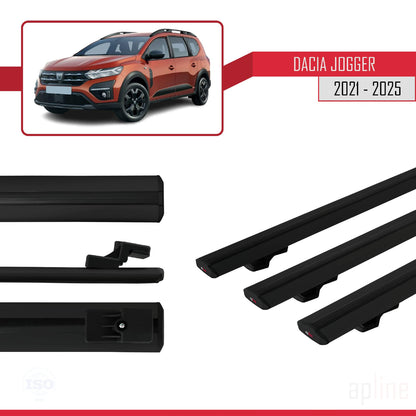 Compatible avec Dacia Jogger 2021-2025 BASIC Model Barres de Toit Railing Porte-Bagages de Voiture Noir Aluminium 3 Barres