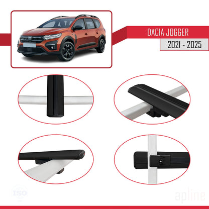 Compatible avec Dacia Jogger 2021-2025 BASIC Model Barres de Toit Railing Porte-Bagages de Voiture Noir Aluminium 2 Barres