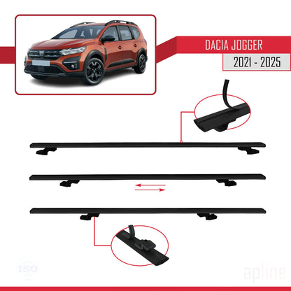Compatible avec Dacia Jogger 2021-2025 BASIC Model Barres de Toit Railing Porte-Bagages de Voiture Noir Aluminium 2 Barres