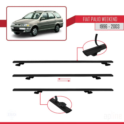 Compatible avec Fiat Palio (178) Weekend 1996-2003 BASIC Model Barres de Toit Railing Porte-Bagages de Voiture Noir Aluminium 3 Barres