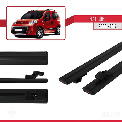 Compatible avec Fiat Qubo 2008-2017 BASIC Model Barres de Toit Railing Porte-Bagages de Voiture Noir Aluminium 2 Barres