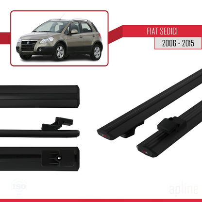 Compatible avec Fiat Sedici 2006-2015 BASIC Model Barres de Toit Railing Porte-Bagages de Voiture Noir Aluminium 2 Barres