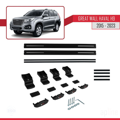 Compatible with Great Wall Haval H9 2015-2023 BASIC Model Car Roof Rack Cross Bar Black Aluminium 2 Bars
