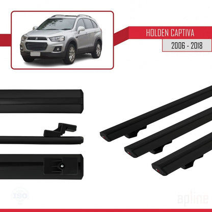 Compatible avec Holden Captiva 2006-2018 BASIC Model Barres de Toit Railing Porte-Bagages de Voiture Noir Aluminium 3 Barres