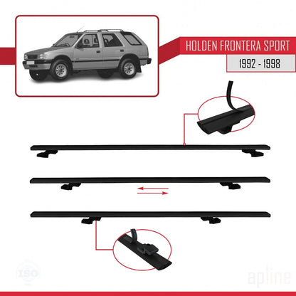 Compatible avec Holden Frontera Sport 1992-1998 BASIC Model Barres de Toit Railing Porte-Bagages de Voiture Noir Aluminium 2 Barres