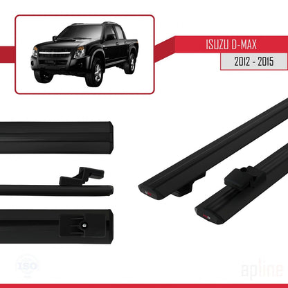 Compatible avec Isuzu D-Max 2 (RT50) Pre-Facelift 2012-2015 BASIC Model Barres de Toit Railing Porte-Bagages de Voiture Noir Aluminium 2 Barres