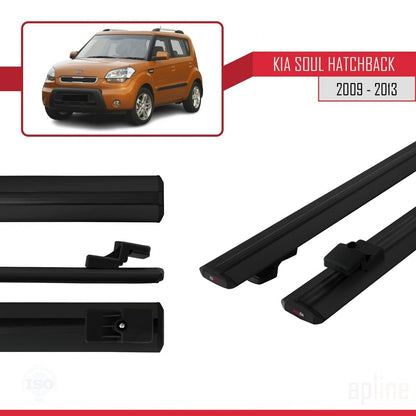 Compatible avec Kia Soul (AM) HB 2009-2013 BASIC Model Barres de Toit Railing Porte-Bagages de Voiture Noir Aluminium 2 Barres