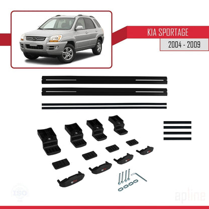 Compatible avec Kia Sportage 2 (JE) 2004-2009 BASIC Model Barres de Toit Railing Porte-Bagages de Voiture Noir Aluminium 2 Barres